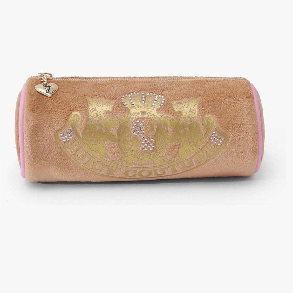 Juicy Couture Brown Terry Velour Cylinder Bag/cosmetic bag NEW